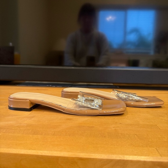 ๐ 6/$60 Rhinestone Transparent Clear Vamp Open Toe Sandal 38/7 Wedding Bridal - Picture 2 of 9